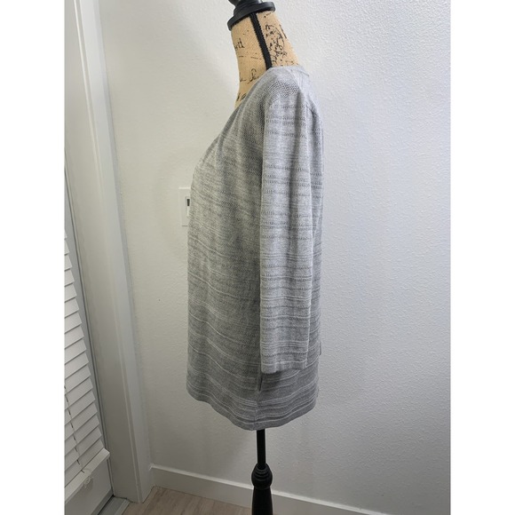 (B-204) Karen Scott Gray open front Knit cardigan Womens size M Ligthweight - Picture 5 of 9